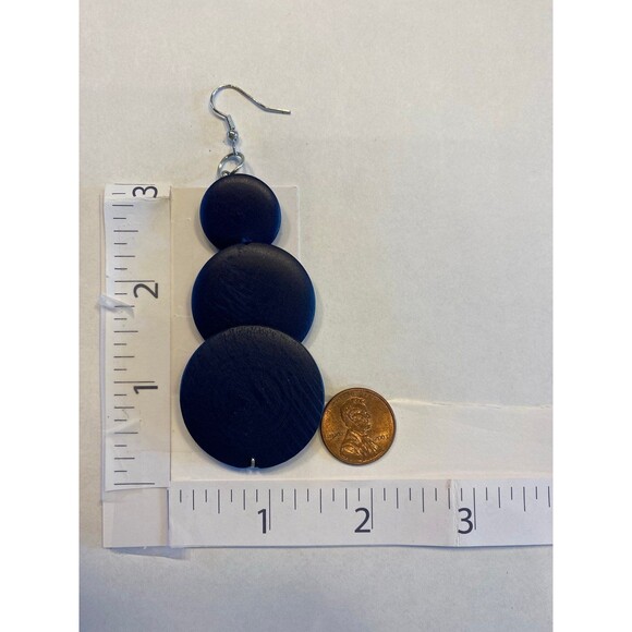 Earrings Navy Blue Dangle Teardrop
Wooden Boho Modern Round Hippie statement NEW - Picture 4 of 4